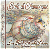 Image of perfume label featuring illustration by artist Paulina Fae of a hot air balloon that looks like a fish with a human face. 