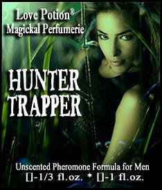 Love Potion Pheromone label featuring beautiful woman with a jungle background.