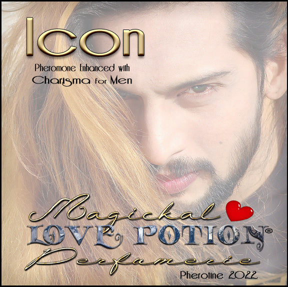 Image of Perfume Label featuring closeup of a man's face.