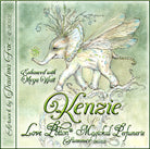 Image of perfume label featuring illustration by artist Paulina Fae of a baby elephant with wings, walking on a tree branch.