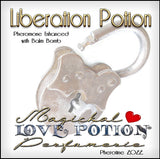 Image of Perfume Label featuring open padlock and key.