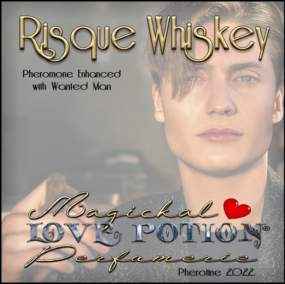 Image of Perfume Label featuring closeup of man's face.