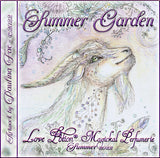 Image of perfume label featuring illustration by artist Paulina Fae of a happy goat in a garden.