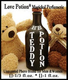 Love Potion: Teddy Potion BB pheromone label featuring 2 teddy bears around a potion bottle.